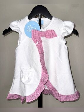 Classic Whimsy pink check girls swim cover up, size 3T/4T, NWT